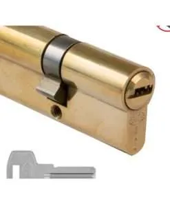 CILINDRO DE SEGURIDAD MODELO 9800 ECONOMICO DE 60-(30/30 Y 35/35) EN 70- (30/40 Y 30/35) EN 74-(37/37) EN 80-(35/35 Y 40/40) EN 90-(45/45) EN 100-(50/50) DE LATON PULIDO BARNIZ. VENTA POR MOSTRADOR, SIN INCLUIR EL I.V.A.