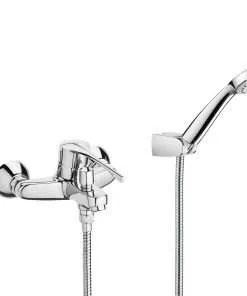 MESCLADOR MONOMANDO EXTERIOR BAÑO-DUCHA MODELO VICTORIA, CON INVERSOR AUTOMATICO, DUCHA DE MANO, FLEXIBLE DE 1,70 M. CON MANECILLA PARA PERSONA DE MOVILIDAD REDUCIDAD. VENTA POR MOSTRADOR, SIN INCLUIR EL I.V.A.