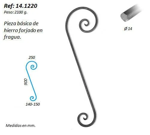 PIEZA DE FORJA MODELO PATO CON PLETINA DE 35X10 MM  ( I.V.A. INCLUIDO )